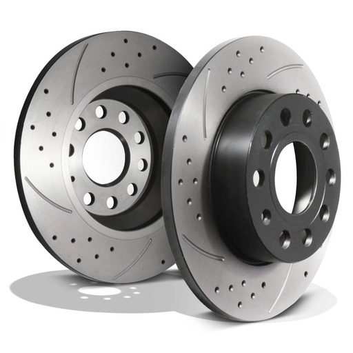Rear Grooved Drilled 256mm Brake Discs – Audi A3 8P TDI TFSI TSI Quattro 03-12