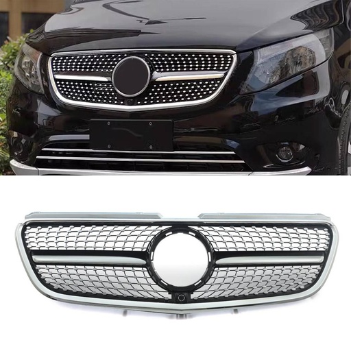 Gloss Black Diamond Style Front Grille – Mercedes Benz V-Class Vito W447 14-23