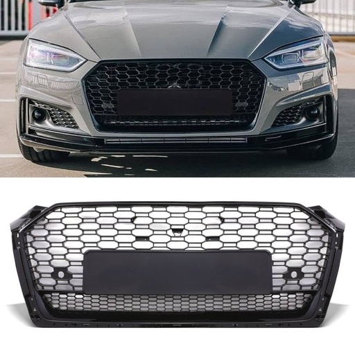 Front RS5 Quattro Style Badgeless Grille Gloss Black – Audi A5 B9 F5 17-20