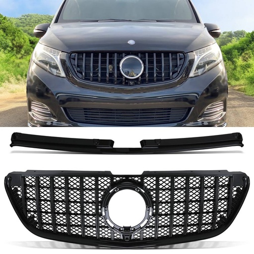 Gloss Black Panamericana GTR Style Front Grille – Mercedes Benz V-Class Vito W447 14-20