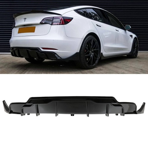 Rear Diffuser Aero Style Gloss Black – Tesla Model 3 2017-2022