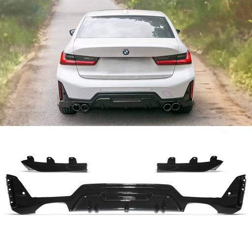 Gloss Black M Style Dual Exit Rear Diffuser – BMW 3 Series G20 LCI 2022+