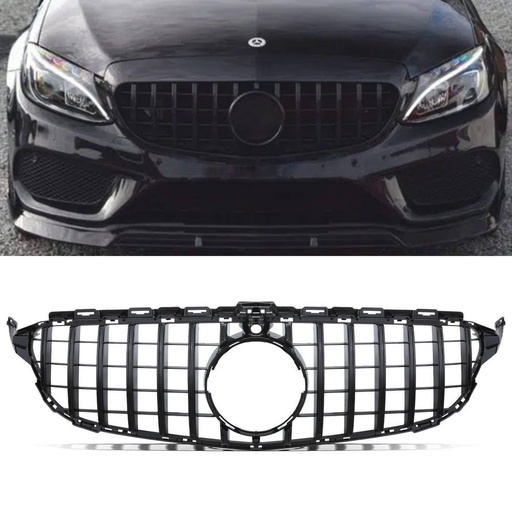 Panamericana GTR Style Gloss Black Grille With Camera Hole – Mercedes C Class W205 14-18