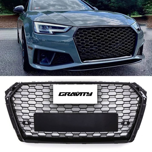 RS4 Style Front Honeycomb Grille Gloss Black – Audi A4 B9 17-20