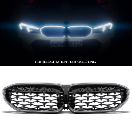 Diamond Style Gloss Black LED Front Grille – BMW 3 Series G20 2019-2022