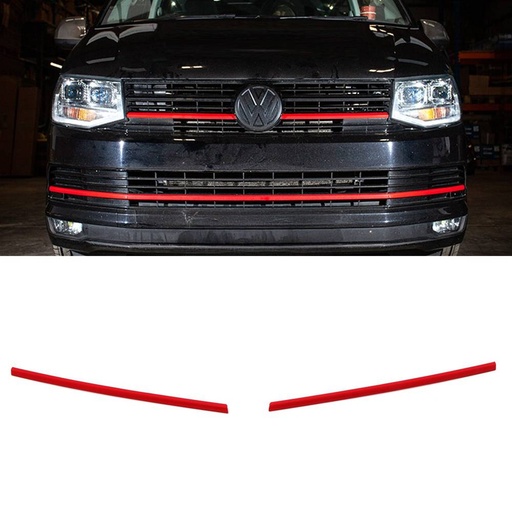 Red 2 Piece Short Upper Grille Trims – VW Transporter T6.1 19-24