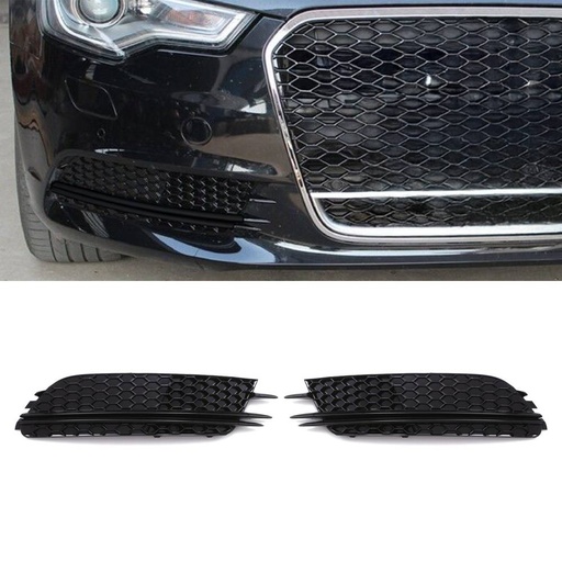Front RS6 Style Fog Light Surrounds Gloss Black – Audi A6 C7 4G 11-15