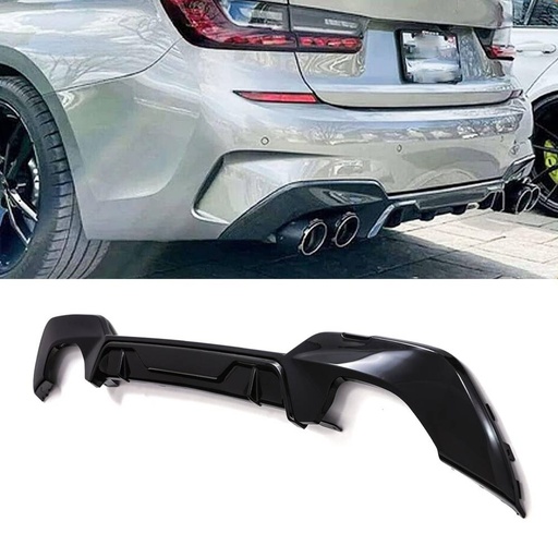 Quad Exhaust Rear Diffuser Gloss Black – BMW 3 Series G20 2019-2021